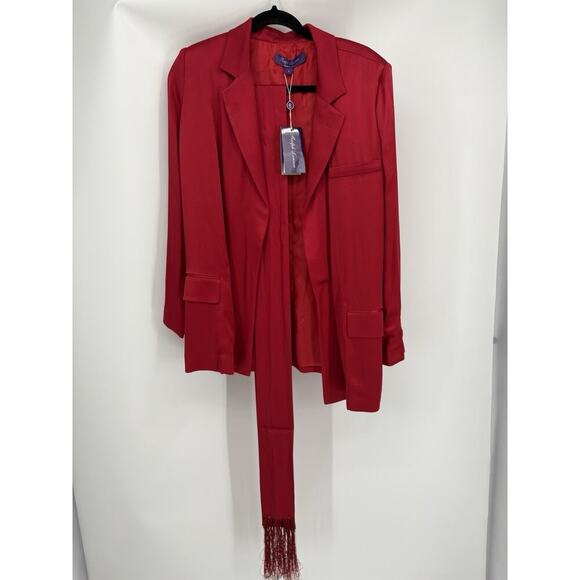 Ralph Lauren Collection Purple Label Belted Satin Blazer Jacket 6 Red NWT $3490 - Picture 10 of 11